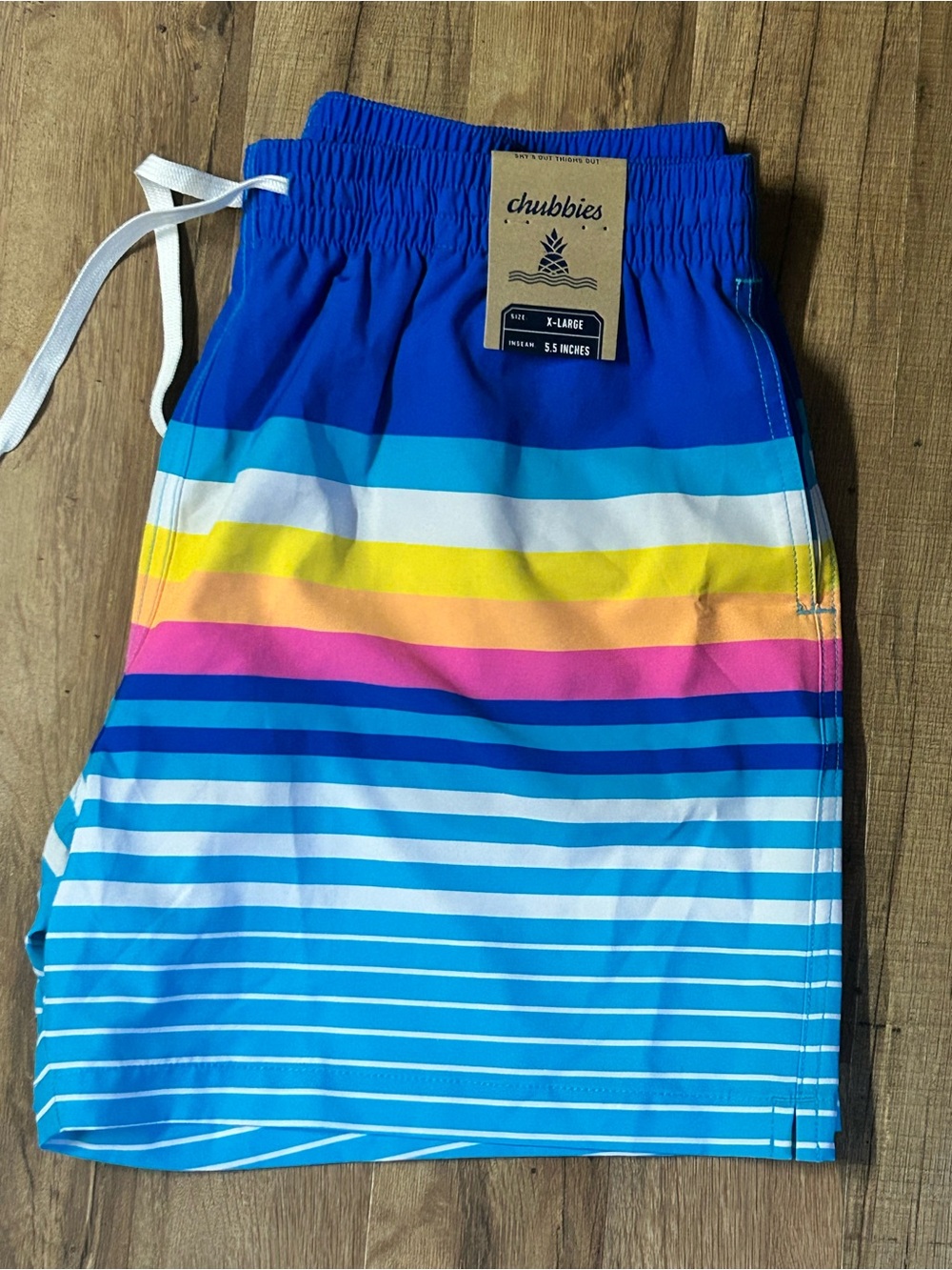 Mens Chubbies The Newports Striped Swim Trunk Shorts Lined 5.5'' Sz XL